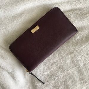 Kate Spade Deep Purple Zip Up Accordion Wallet